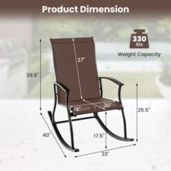 Tangkula Set Of 2 Outdoor Rocking Chair Patio Rocker W/ Breathable Fabric Brown -Beauty house GUEST 3ccfab1f 73c5 4383 adb6 ff10f28a3c80