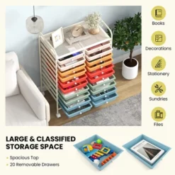 Tangkula Office Rolling Cart 20 Storage Drawers Scrapbook Paper Studio Organizer Macaron -Beauty house GUEST 3d000ae8 ba10 4c31 818a f046b8493d95