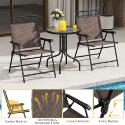 Tangkula 3 Pieces Bistro Set Outdoor Furniture Set With Tempered Glass Table Umbrella Hole -Beauty house GUEST 3d3fc3f2 7407 4414 ac11 495f8f5302a7