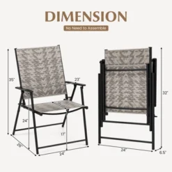 Tangkula Set Of 4 Folding Chairs W/ Armrests Metal Frame For Garden No Assembly Patio -Beauty house GUEST 3d6a635d 9cd8 419a b284 eb1d952f81df