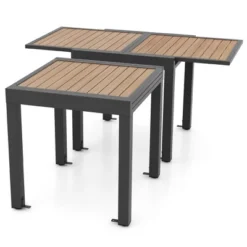 Tangkula 31.5"-63" Expandable Patio Dining Table Aluminum Outdoor Table W/ 4 Foot Fixing Parts Slatted Table Top -Beauty house GUEST 3d6e82af bbdf 41ca 88a0 a04733963c30