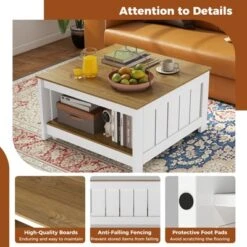 Tangkula Coffee Table W/ Storage Shelf Farmhouse Rustic Center Table Space-Saving -Beauty house GUEST 3d7fc192 49dd 4a62 bbbe 9b28cc4ba2f4