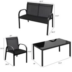 Tangkula 4PCS Black Furniture Set Chairs Coffee Table Patio Garden Brand New -Beauty house GUEST 3dcd59e6 5a50 48b3 ac2d 665bee3ad2a2