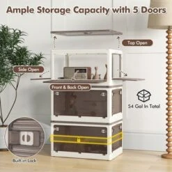 Tangkula 3-Pack Stackable Storage Bins W/Lids 24 Gallon Collapsible Plastic Container Box -Beauty house GUEST 3e066237 6696 454c 852c 4c10f2827000