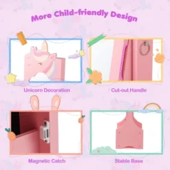 Tangkula Kids Jewelry Cabinet W/ Full-Length Mirror 2 Adjustable Tilt Angles Drawer Pink -Beauty house GUEST 3e70a71b 1566 4c46 a9db e3cc1681395e