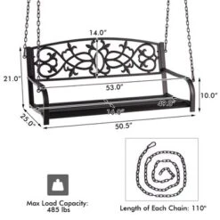 Tangkula Patio Hanging Porch Swing 2-Person Outdoor Metal Swing Bench Chair W/ Chains -Beauty house GUEST 3ea6f041 8dcb 4a81 9f6a 0ff3b768c716