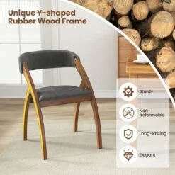 Tangkula Dining Chair Set Of 2 W/ Padded Cushion Curved Back Arched Rubber Wood Legs -Beauty house GUEST 3ec66b58 1aa1 4bef b686 828c0a8924f0