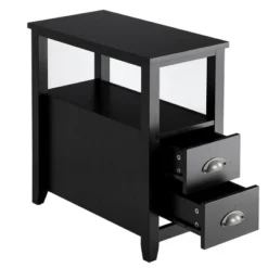 Tangkula 2-Piece Retro Side End Table Rectangular Nightstand With 2 Drawers & Shelf Coffee/Brown -Beauty house GUEST 3ed91ceb 028a 47b8 95a0 a77c427d76cd