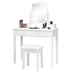 Tangkula Vanity Table Set With Lighted Mirror Adjustable 10 Bulbs Dresser 4 Drawer -Beauty house GUEST 3f62dc03 c7d1 4180 9719 d276eb05cd3e