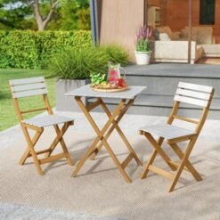 Tangkula 3 Piece Folding Outdoor Patio Bistro Set Space Saving Foldable Acacia Wood Porch Chairs And Square Table -Beauty house GUEST 3f6cfa8d 503e 4bc9 a5ff 837ecb40d9c6