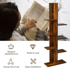 Tangkula Modern Multi-Layer Bookshelf Floor Standing Bookcase W/Anti-fall Device Storage Rack For Home Office Rustic -Beauty house GUEST 3f8d578d 30b3 4acd beb6 8defc353e58b
