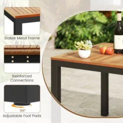 Tangkula 9-Piece Outdoor Patio Furniture W/ Large Wooden Tabletop & Umbrella Hole -Beauty house GUEST 3fa34d21 cbc1 49eb b0ae 625666b8cb23