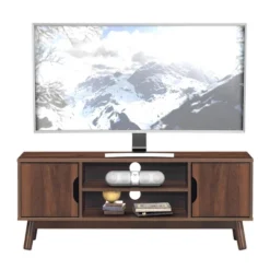 Tangkula TV Stand Storage Media Console For TV’s Up To 50’’ Wooden Entertainment Center W/Shelves Brown/Black/White -Beauty house GUEST 4073f08e 6e5d 470b b531 87878162c9f2