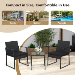 Tangkula 3PCS Patio Rattan PE Wicker Bistro Set Outdoor Furniture Set W/ Table & Cushion 15 Tangkula 3PCS Patio Rattan PE Wicker Bistro Set Outdoor Furniture Set W/ Table & Cushion -Beauty house GUEST 40af11cb b5d3 47a1 95cf c3bfac851326