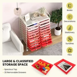 Tangkula Office Rolling Cart 20 Storage Drawers Scrapbook Paper Studio Organizer Pink Gradient -Beauty house GUEST 40dbfeb5 2b9a 4c53 a962 797e661e2681