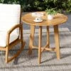Tangkula 31.5" Patio Dining Table Round Teak Wood Dining Table W/ Slatted Tabletop Garden -Beauty house GUEST 40f4ff82 85a2 40d8 be20 01274fd85912