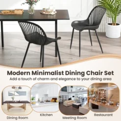 Tangkula Plastic Dining Chair Set Of 4 W/ Metal Legs Cutout Backrest Curved Seat -Beauty house GUEST 412b9556 8748 4aed 83d2 e652f779e991