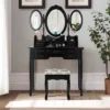 Tangkula Tri-Folding Mirror Vanity Makeup Set Dressing Table & Stool Unit W/ 7 Drawer -Beauty house GUEST 417fe710 fc5d 46cb 92b9 f64c411c15f4
