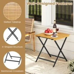 Tangkula 28" Patio Folding Table W/ Slatted Tabletop Portable Bistro Dining Table -Beauty house GUEST 41b444aa 5b09 4b65 947a a755cf5450e3