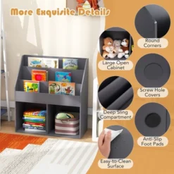 Tangkula Kids Wooden Bookshelf Bookcase Children Toy Storage Cabinet Organizer -Beauty house GUEST 420dcaac 7596 45d6 af42 ec05907372d7