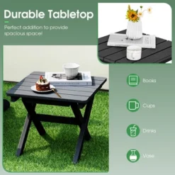 Tangkula 2 Pieces Folding Adirondack Side Table Poolside Garden Patio Black -Beauty house GUEST 4295c252 8bfd 4e5f 835c c86eac5d4062