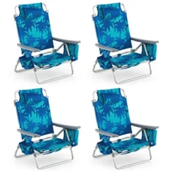 Tangkula 4 PCS Beach Chair 5-Position Outdoor Reclining Chairs W/ Head Pillow & Storage Bag -Beauty house GUEST 429e01dc 09d7 4369 aff2 b307b352ac08