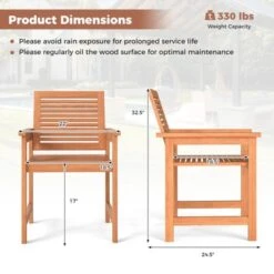 Tangkula Patio Chairs Set Of 4 Outdoor Wooden Dining Chairs W/ Inclined Backrests -Beauty house GUEST 42d57fc9 5712 4483 977c db11f77c8148
