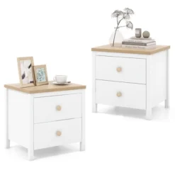 Tangkula 2 PCS Nightstand Farmhouse Side End Table W/ Solid Wood Legs & 2 Drawers 19 Tangkula 2 PCS Nightstand Farmhouse Side End Table W/ Solid Wood Legs & 2 Drawers -Beauty house GUEST 431ced92 1f22 4aca 9706 048eb8b14d71
