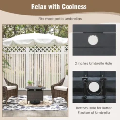 Tangkula Outdoor Wicker Table Rattan Coffee Table W/ Umbrella Insert Hole PE Tabletop & Sturdy Metal Frame -Beauty house GUEST 432a2fcf f7c8 48ca bc48 42e32ddb47c7