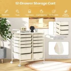 Tangkula 12-Drawer Rolling Storage Cart Multipurpose Organizer Cart With 2 Sizes Plastic Drawers Mobile Utility Cart With Lockable Casters White -Beauty house GUEST 43338bfb 5431 4cd0 b262 02b66edbd386