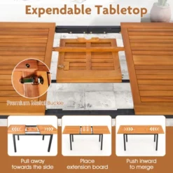 Tangkula 7-Piece Patio Furniture Set Outdoor Dining Chair Set For 6 W/ Acacia Wood & Metal Frame -Beauty house GUEST 4351ccc8 9a08 48b1 9b61 5e0449ea39a5