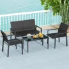 Tangkula 4 PCS Patio Furniture Set Heavy Duty Galvanized Metal Frame Wicker Table Black -Beauty house GUEST 440d3d33 ad74 41e3 aff3 79193d0b138e