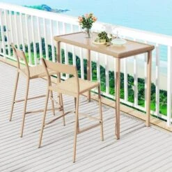 Tangkula 3 Pieces Patio Bar Table Set Outdoor Bar Height Table & 2 Armless Chairs -Beauty house GUEST 444ad20b a3e9 4c23 8233 35176dad46b3