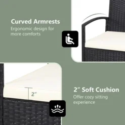 Tangkula 3PCS Wicker Rattan Furniture Patio Coffee Table Chair W/ Washable Cushion -Beauty house GUEST 44a00772 67c8 481f b8db e2ea7b71c118