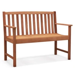 Tangkula Patio Wood Bench 2-Seat Outdoor Bench W/ Cozy Armrests & Backrest -Beauty house GUEST 45207047 7a81 40b3 959a e52f5f44cca3