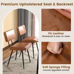 Tangkula Dining Chairs Set Of 4 W/ PU Leather Cover Filled Sponge Waterfall Seats -Beauty house GUEST 452ea371 bfb7 4c2d 8381 8f566b5583bb