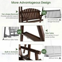 Tangkula 2 Person Wooden Garden Swing Bench Chair W/ Adjustable Cover For Garden Porch -Beauty house GUEST 45616a27 68ce 4cb9 b820 e270571d62c5