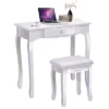 Tangkula White Vanity Mirror Wood Makeup Dressing Table Stool Set White (Mirror, 3 Drawers, Stool) -Beauty house GUEST 45647185 af89 4d49 b25e ddcbb685c520
