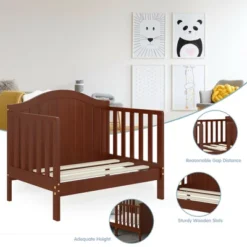 Tangkula 2-in-1 Convertible Toddler Bed Kids Wooden Bedroom Furniture W/ Guardrails -Beauty house GUEST 45b0fc69 813d 40d6 8093 6077da97c2a7