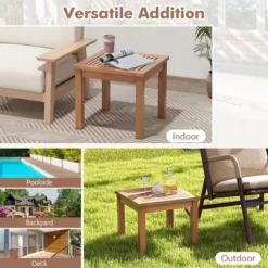 Tangkula 2PCS Outdoor Adirondack Side Table 18" Square End Table W/ Slatted Tabletop -Beauty house GUEST 45b507cc 7be5 4cc0 8435 d8f5f8538667