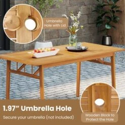 Tangkula 63" Acacia Wood Dining Table For 6 People Heavy-Duty Indoor Outdoor Wooden Table -Beauty house GUEST 45baf2b2 8410 48f2 be3a 9a7ac5481f29