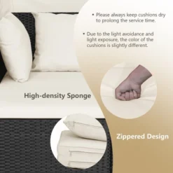 Tangkula Patio Hand-Woven PE Wicker Daybed Outdoor Loveseat Sofa Set W/ Off White Cushions 17 Tangkula Patio Hand-Woven PE Wicker Daybed Outdoor Loveseat Sofa Set W/ Off White Cushions -Beauty house GUEST 45cb7ba3 d7ec 4fff b038 a9a9e8ea4358