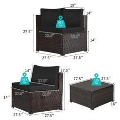 Tangkula 6 PCS Patio Rattan Furniture Set Outdoor Wicker Conversation Sofa Set W/Tempered Glass Coffee Table -Beauty house GUEST 4650d340 5cee 4418 8355 13bd7e0e1802