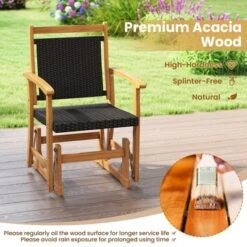 Tangkula 2PCS Patio Rattan Glider Chair W/ Acacia Wood Frame & Wicker Seat Back Armrests -Beauty house GUEST 4664d77b b267 4654 a3d4 a27e2c75e4f0 1