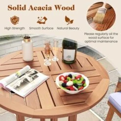 Tangkula 39" Outdoor Acacia Wood Bar Table W/ Slatted Tabletop For Garden Deck -Beauty house GUEST 47f11430 f61e 4b98 b89a d146eaa149e9