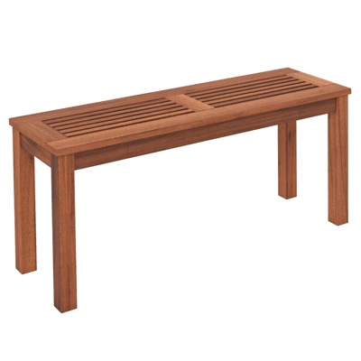 Tangkula 1PC/2PCS Patio Wood Bench 2-Person Solid Wood Bench W/ Slatted Seat 39.5” Long Bench W/ Stable Wood Frame 9 Tangkula 1PC/2PCS Patio Wood Bench 2-Person Solid Wood Bench W/ Slatted Seat 39.5” Long Bench W/ Stable Wood Frame - Image 7