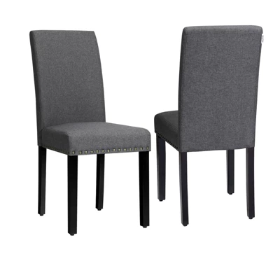 Tangkula 2-Piece Upholstered Linen Fabric Dining Chairs With High Backrest & Padded Seat 8 Tangkula 2-Piece Upholstered Linen Fabric Dining Chairs With High Backrest & Padded Seat - Image 6