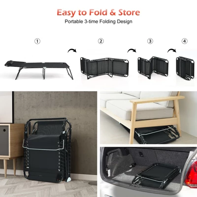 Tangkula Foldable Beach Chaise Lounge Chair W/ Pillow 7 Tangkula Foldable Beach Chaise Lounge Chair W/ Pillow - Image 5