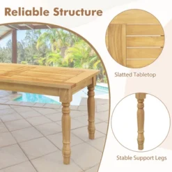 Tangkula Patio Coffee Table W/ Solid Teak Wood Structure Slatted Tabletop For Backyard -Beauty house GUEST 48d2cdde 7954 454b abd8 a37a0bc042c3
