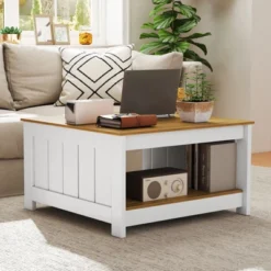 Tangkula Coffee Table W/ Storage Shelf Farmhouse Rustic Center Table Space-Saving -Beauty house GUEST 48f10053 96ee 4168 a4bd 44f2533b7519